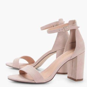 Nude High Heel Block Strappy Sandal